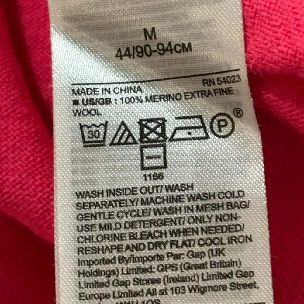 Banana Republic Merino Bright Pink V-Neck Sweater Grey Side Arm Accents - Picture 6 of 14